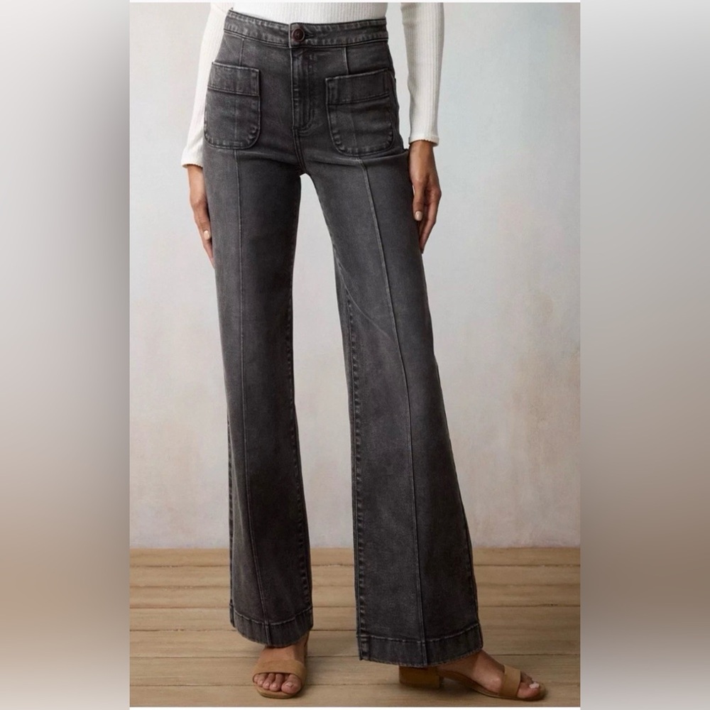 LC Lauren Conrad High-Rise Wide Leg Jeans in Washed Charcoal